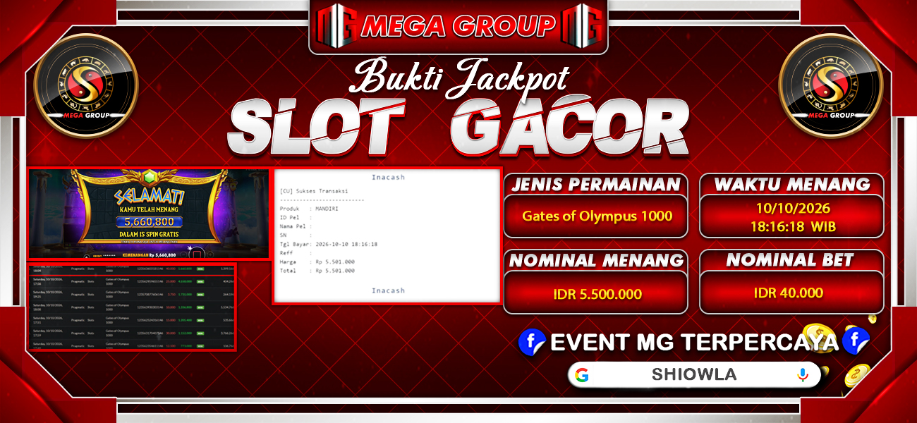 Bukti JP situs Shiowla hari Sabtu, 10 Oktober 2026
