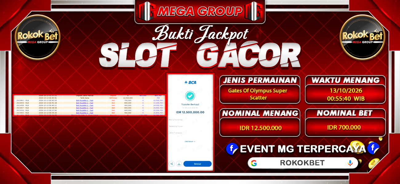 Bukti JP situs Rokokbet hari Selasa, 13 Oktober 2026